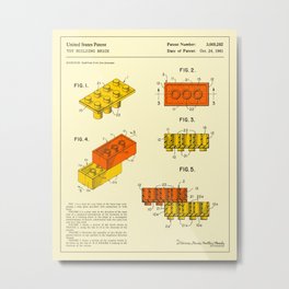 BUILDING BRICKS Patent (1961) Reproduction Metal Print | Minimaldiagram, Illustration, Other, Graphicdesign, Children, Pop Art, Vintage, Vintagetoys, Minimal, Minimalvintage 