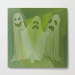 Ghosties green Metal Print | Spirits, Ghost, Spooky, Cute, Haunted, Painting, Digital 