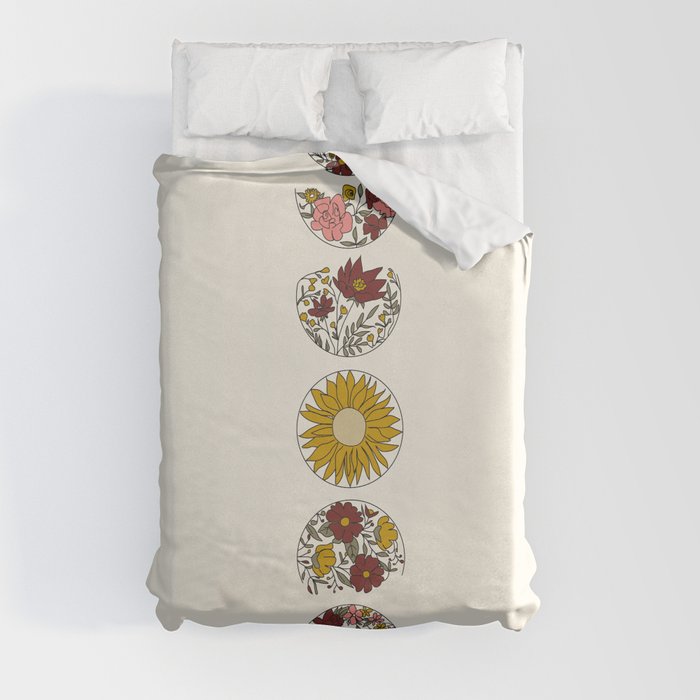 Floral Phases of the Moon Duvet Cover