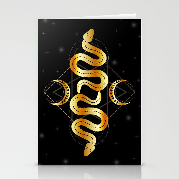 Occult snakes triple goddess fertility symbol gold Stationery Cards