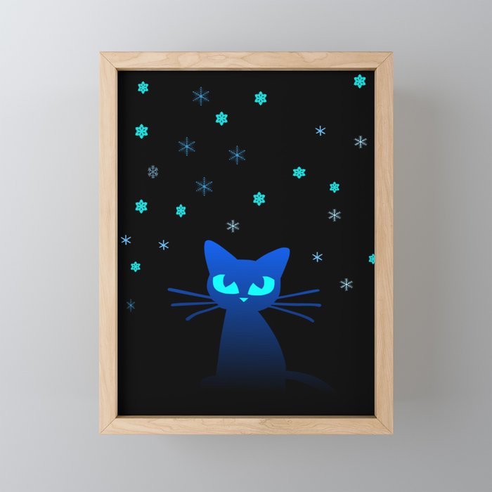 Glow in the Dark Cat Framed Mini Art Print