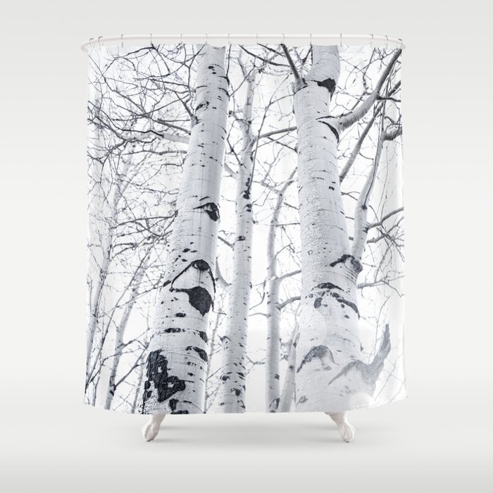 White Trees 3 Shower Curtain