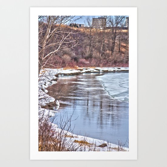 Snowy Riverbank Art Print