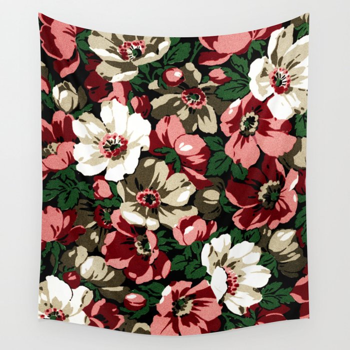 Red and White Flowers by Albert Racinet Wall Tapestry