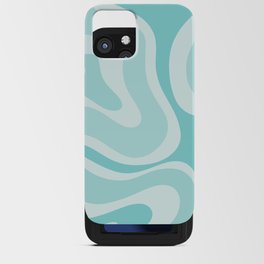 Modern Retro Liquid Swirl Abstract in Light Aqua Teal Blue iPhone Card Case