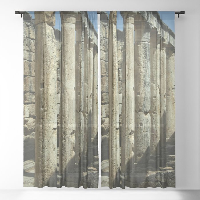 Collonades Of The Roman Latrines Hierapolis Turkiye Sheer Curtain