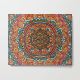 Electric Mandala Yellow Metal Print | Mandala, Electricmandala, Retro, Yellow, Drawing, India 
