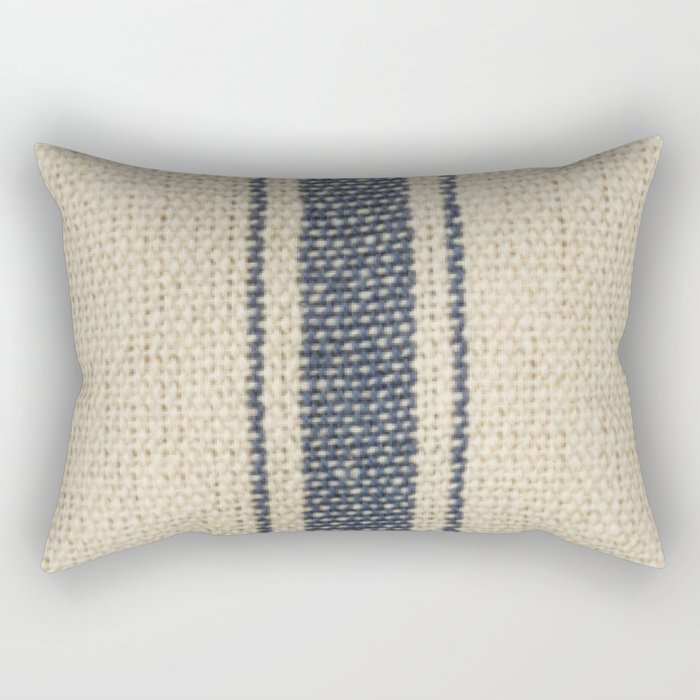 Vintage French Farmhouse Grain Sack Rectangular Pillow