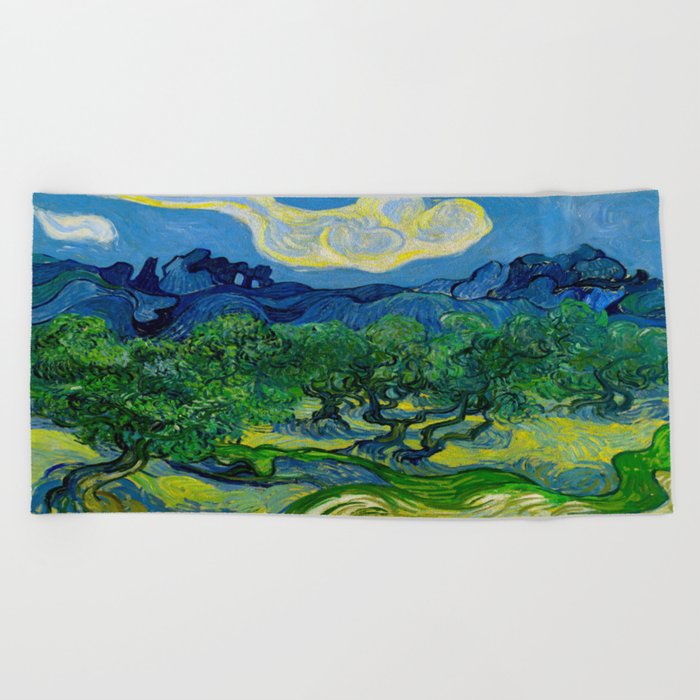 Olive Trees By Vincent Van Gogh Oil Painting Beach Towel By Enshape Society6