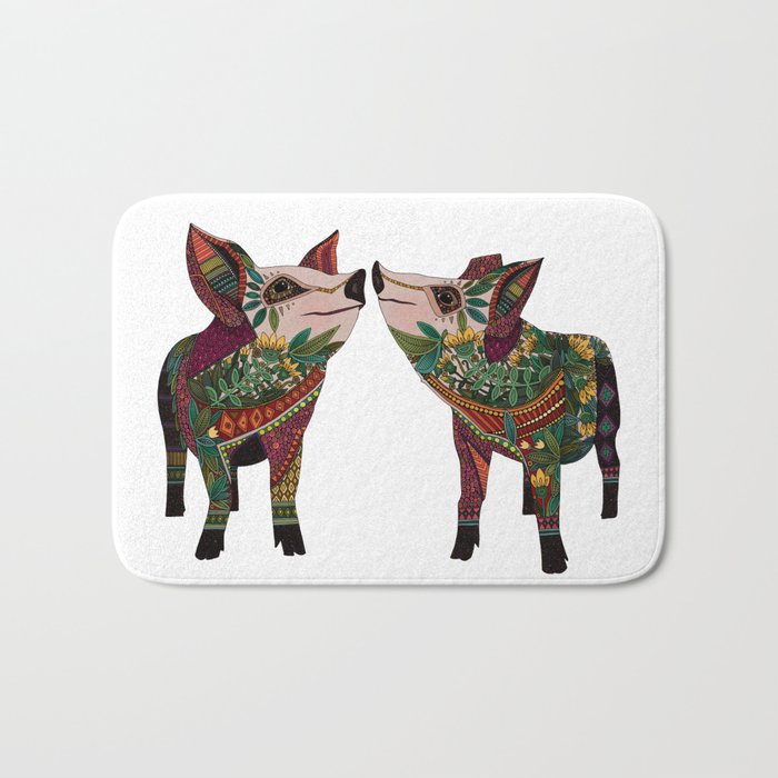 pig love white Bath Mat