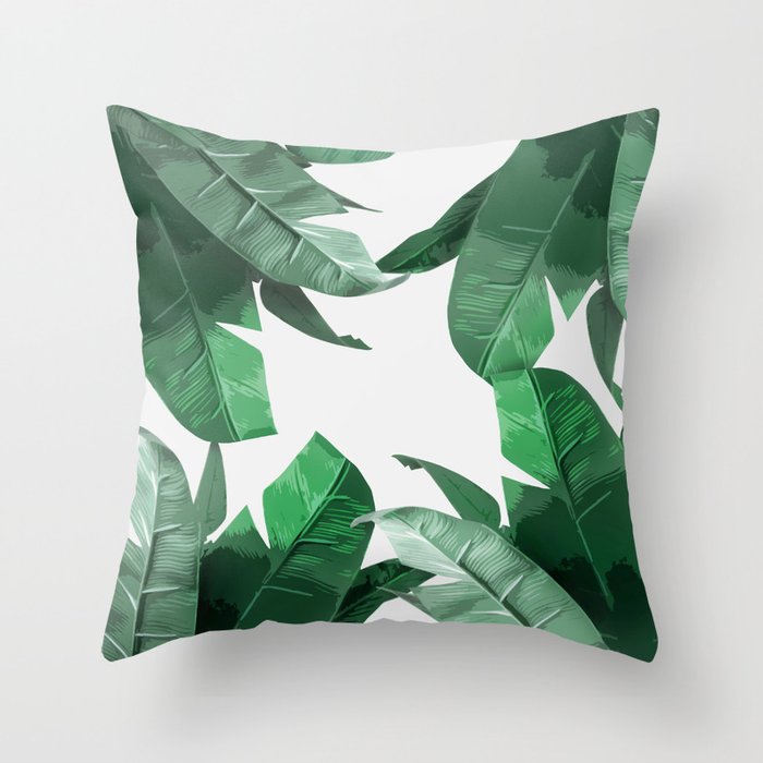 Tropical Palm Print Throw Pillow