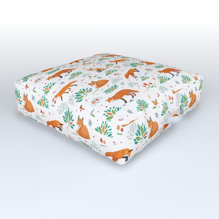 Red foxes pattern Outdoor Floor Cushion