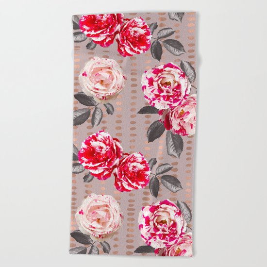 Rose Garden Polka Dots Beach Towel