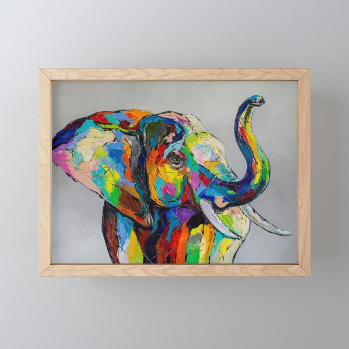 Happy elephant Framed Mini Art Print
