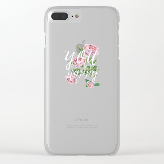 You are my happy- Roses Rose Flowers Polkadots - Vintage Design Clear iPhone Case