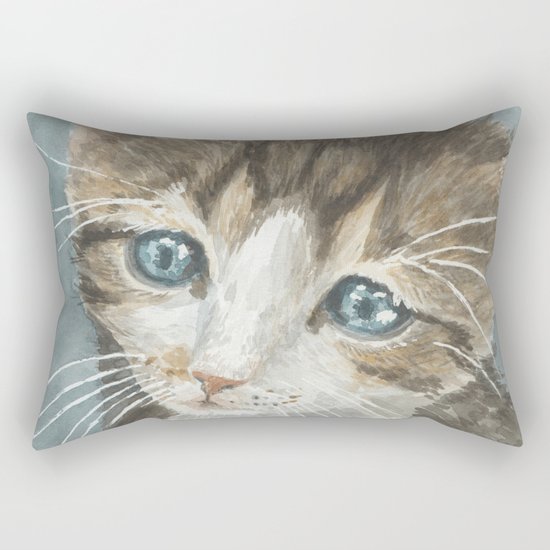 Kitten, watercolor potrait Rectangular Pillow