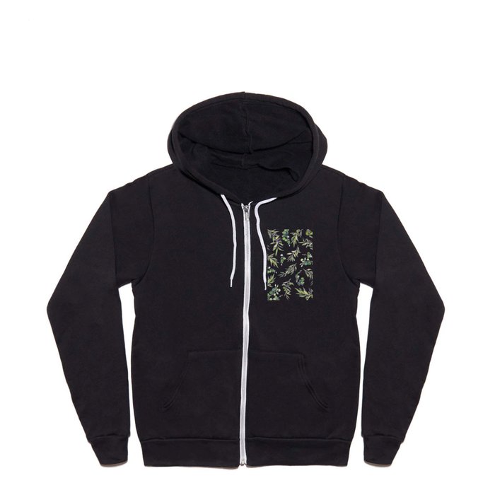 Eucalyptus and Olive on White Background  Full Zip Hoodie