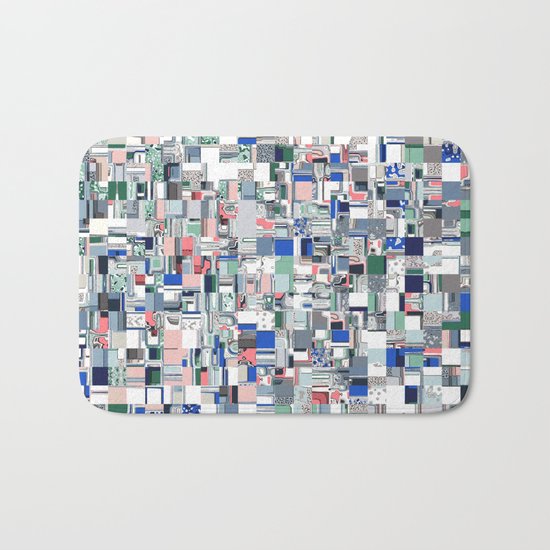 Geometric Grid of Colors Bath Mat