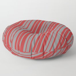 [ Thumbnail: Red and Gray Colored Lines/Stripes Pattern Floor Pillow ]