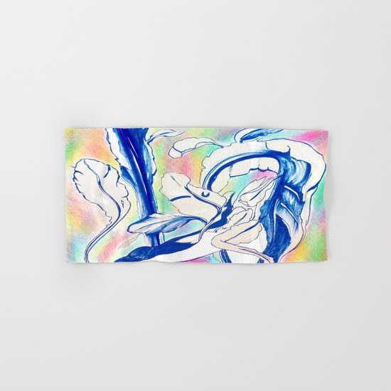 Plant in Blue Marker - Leaf of Life Miracle Leaf - Rainbow Colorful 2 Hand & Bath Towel