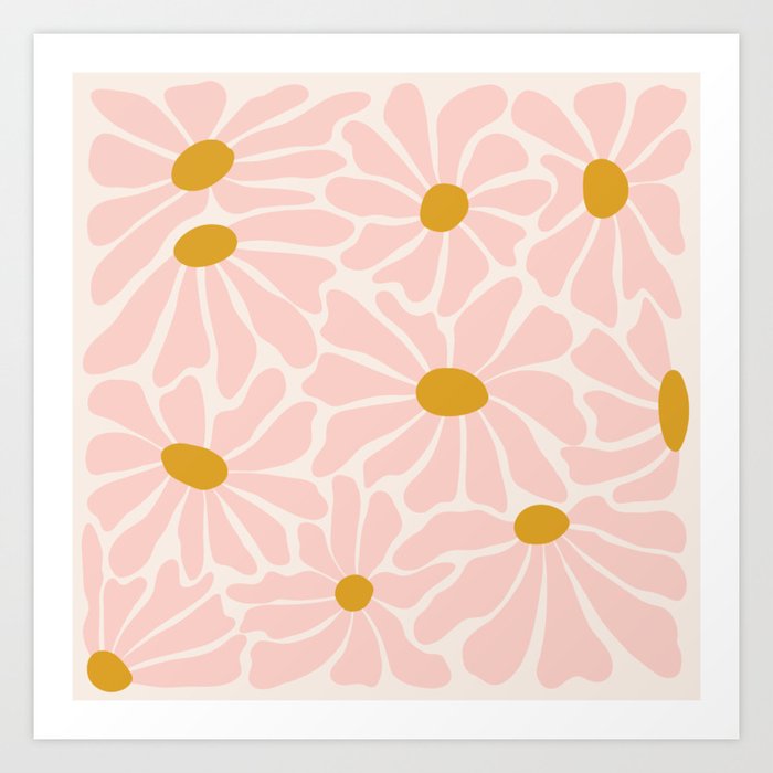 Big Groovy Flower - Light Pink Pastel Art Print