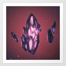 Fresh Stones Art Print | 3D, Red, Purple, Digital, Crystal, Graphicdesign, Abstract 