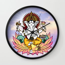 Ganesha in a Lotus Wall Clock