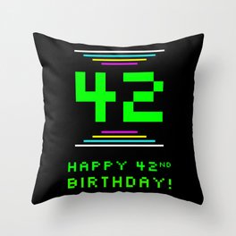 [ Thumbnail: 42nd Birthday - Nerdy Geeky Pixelated 8-Bit Computing Graphics Inspired Look Throw Pillow ]
