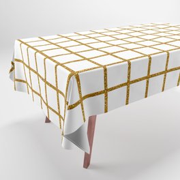 Geometric white gold glitter minimalist square pattern Tablecloth