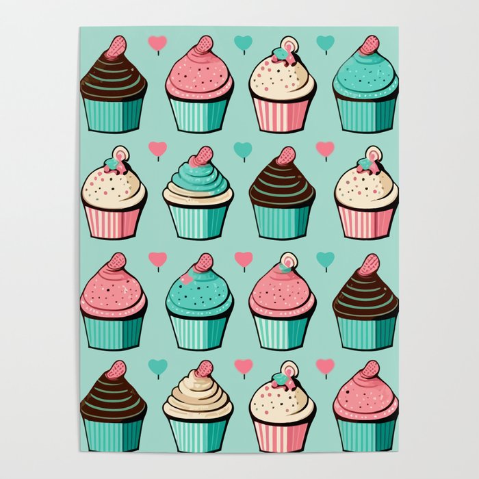 Cupcake Pattern Poster