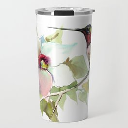 Hummingbird and White Magnolia Travel Mug