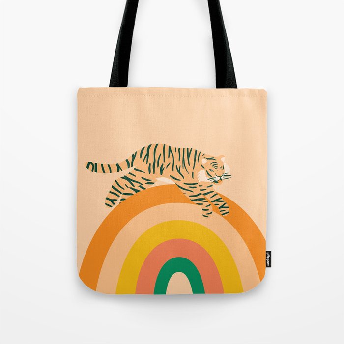 Tiger Over the Rainbow Tote Bag