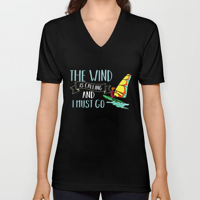 Windsurfing Board Sail Paddle Windsurfer V Neck T Shirt