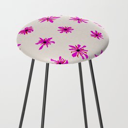Hot Pink Flowers in Abstract Maximalist Minimalism Aesthetic Counter Stool