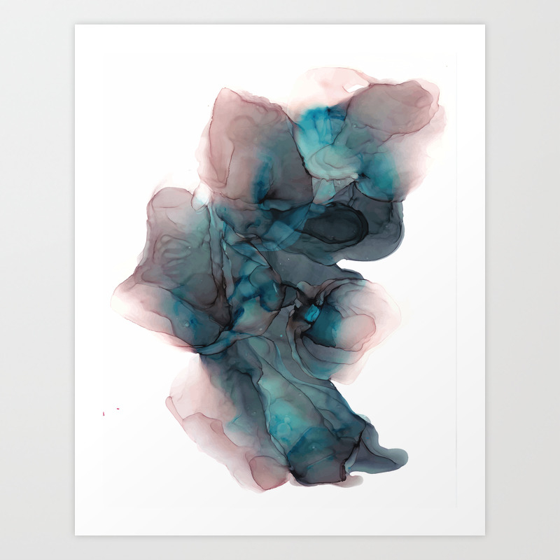 Pitch Black Alcohol Ink Painting Art Print By Heatherandhare