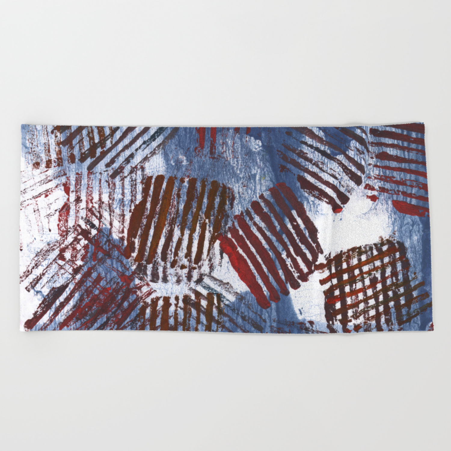 Red Blue Striped Abstract Beach Towel By Genrus Society6