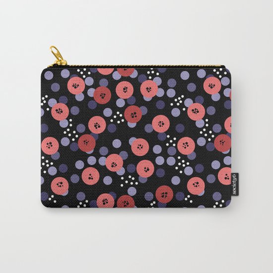 Polka dot 5 .Salmon on a black background . Carry-All Pouch