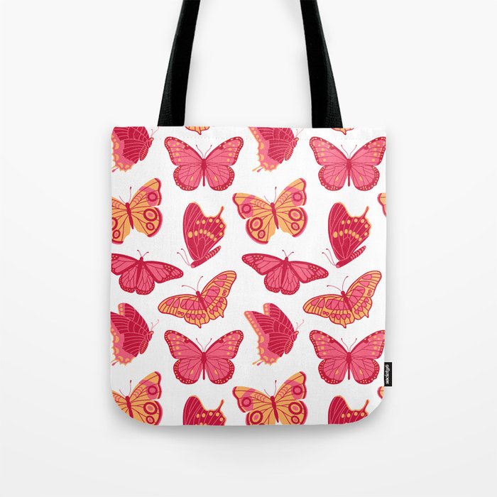 Texas Butterflies – Pink and Orange Pattern Tote Bag