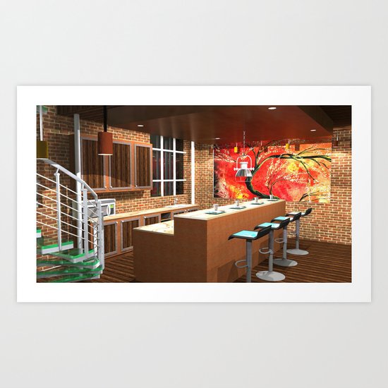 Loft Apartment Kitchen Art Print