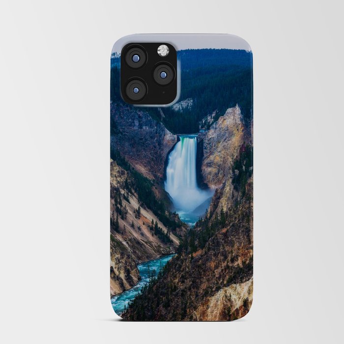 Lower Falls - Rainy Evening at the Grand Canyon of the Yellowstone in Yellowstone National Park iPhone Card Case