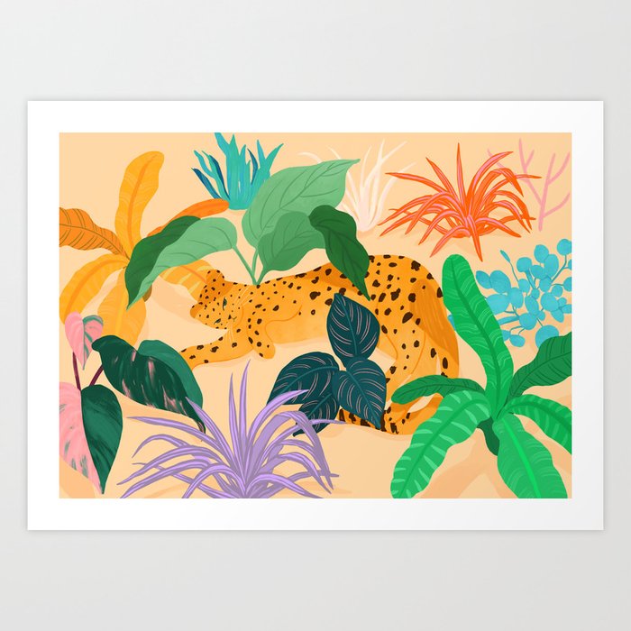 Sunbathing Amongt Plants Art Print