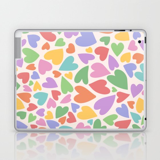 Retro Colorful Hearts Laptop & iPad Skin