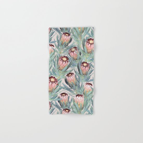 Pale Painted Protea Neriifolia Hand & Bath Towel