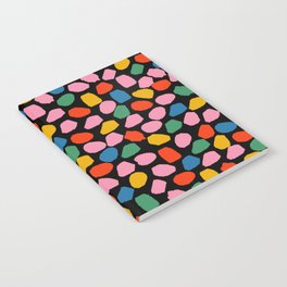 Ink Dot Colourful Mosaic Pattern in Rainbow Pop Colours on Black Notebook