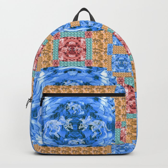Vibrant Dinosaur Pixel Quilt Backpack
