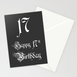 [ Thumbnail: Happy 17th Birthday - Fancy, Ornate, Intricate Look Stationery Cards ]