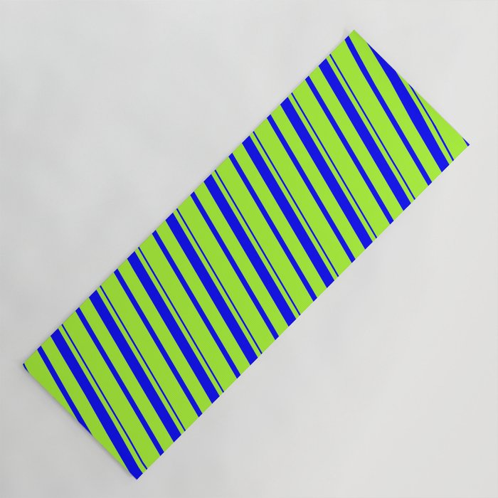 Light Green and Blue Colored Striped/Lined Pattern Yoga Mat