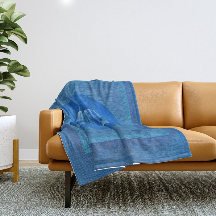 Healing Blue Minimalist Mandala Throw Blanket