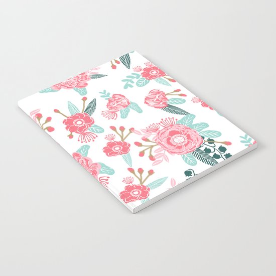 Peony florals basic girly trendy floral bouquet white fresh colors modern botanicals Notebook