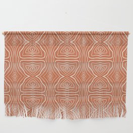 Abstract White Line Pattern - Orange Small Wall Hanging